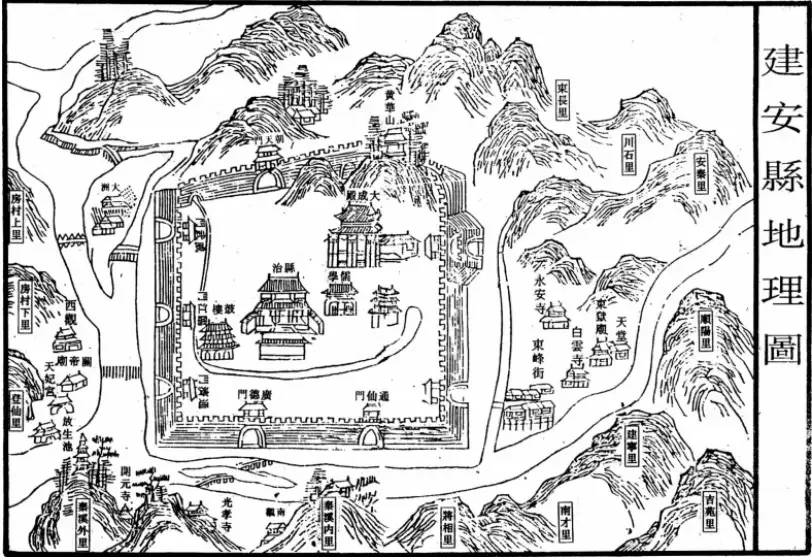 古城三山六水格局示意